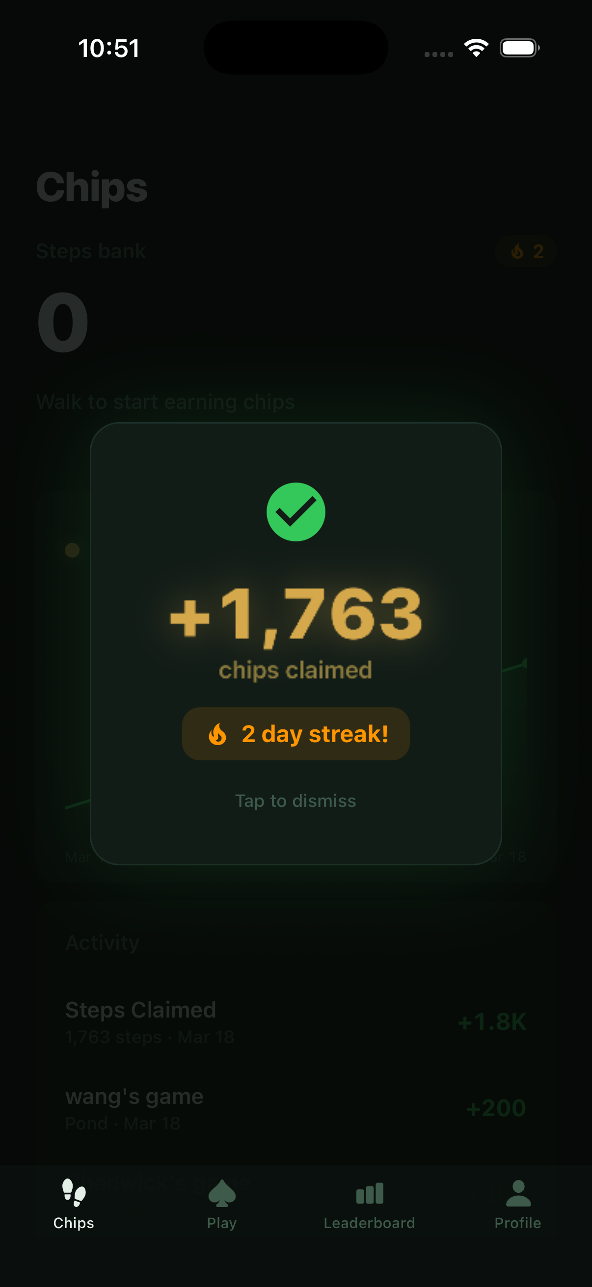 Claiming chips from steps